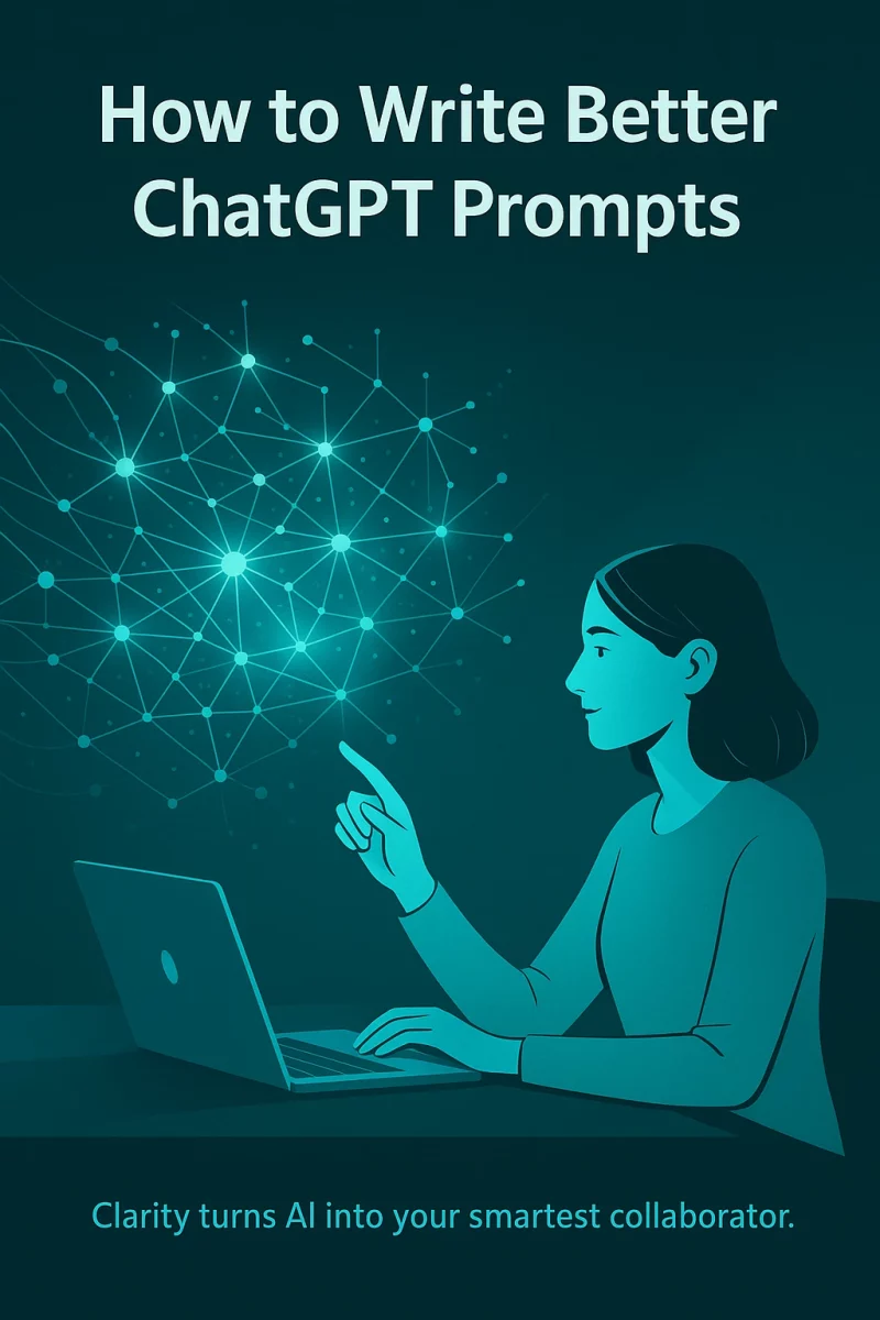 Person collaborating with AI through clear prompt writing