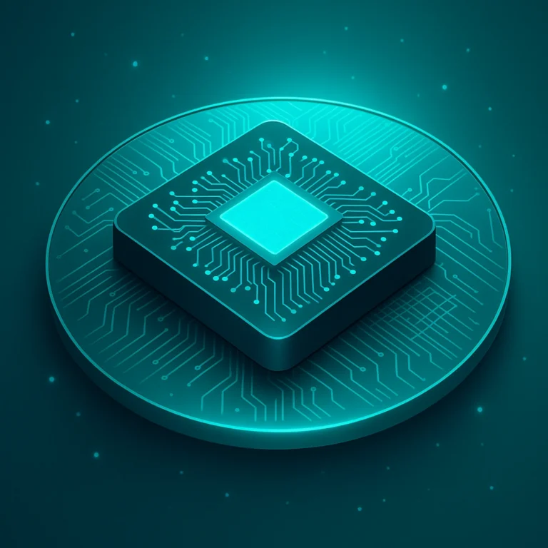 Futuristic turquoise AI memory chip illustration representing Micron’s $9.6B investment in a new high-bandwidth memory plant in Japan.