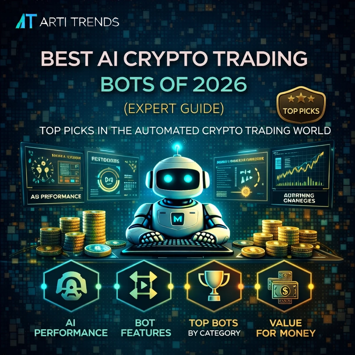 Best AI crypto trading bots of 2026 featuring expert-reviewed automated trading bots for cryptocurrency markets