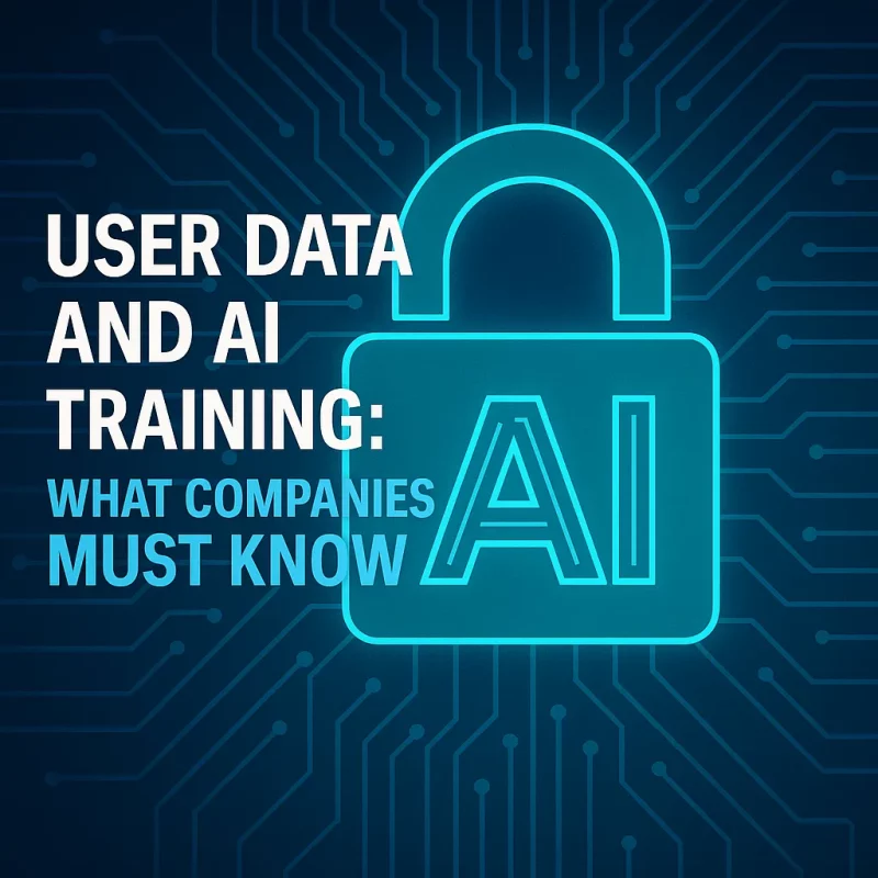 Illustration of user data and AI training showing privacy, governance, and compliance concepts