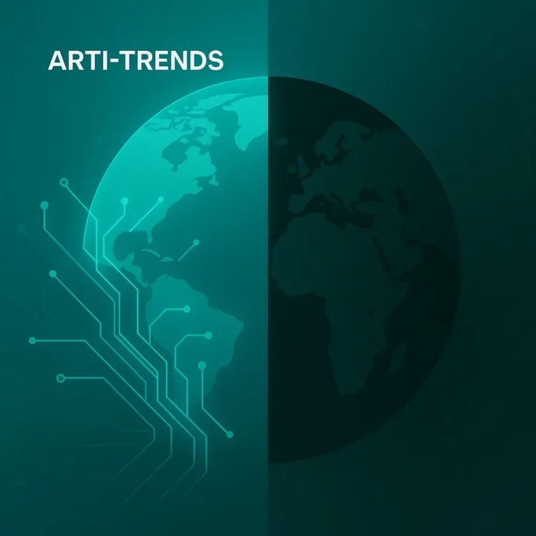 Abstract split-globe AI cover image showing a bright and dark hemisphere connected by neural circuits, symbolizing global AI inequality.