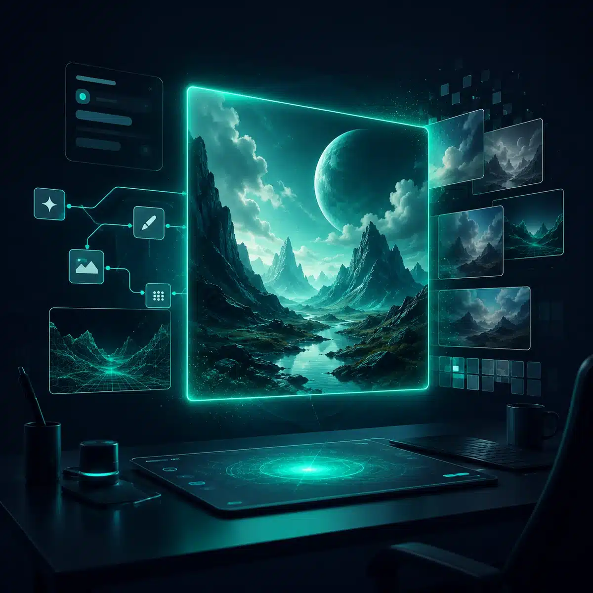 AI image generation tools creating professional visual content from prompts in 2026