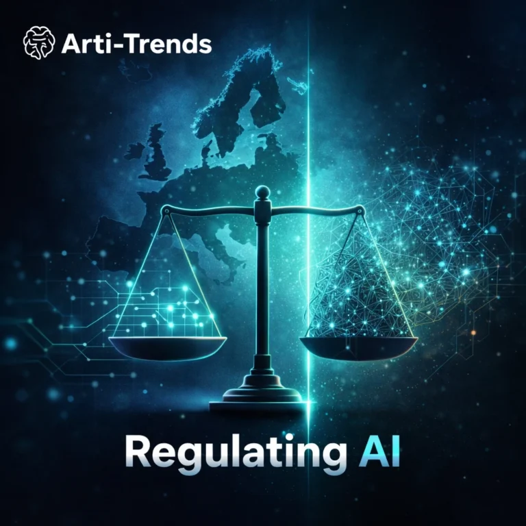 Big Tech pressure on EU AI Act enforcement visualised as balance between regulation and innovation
