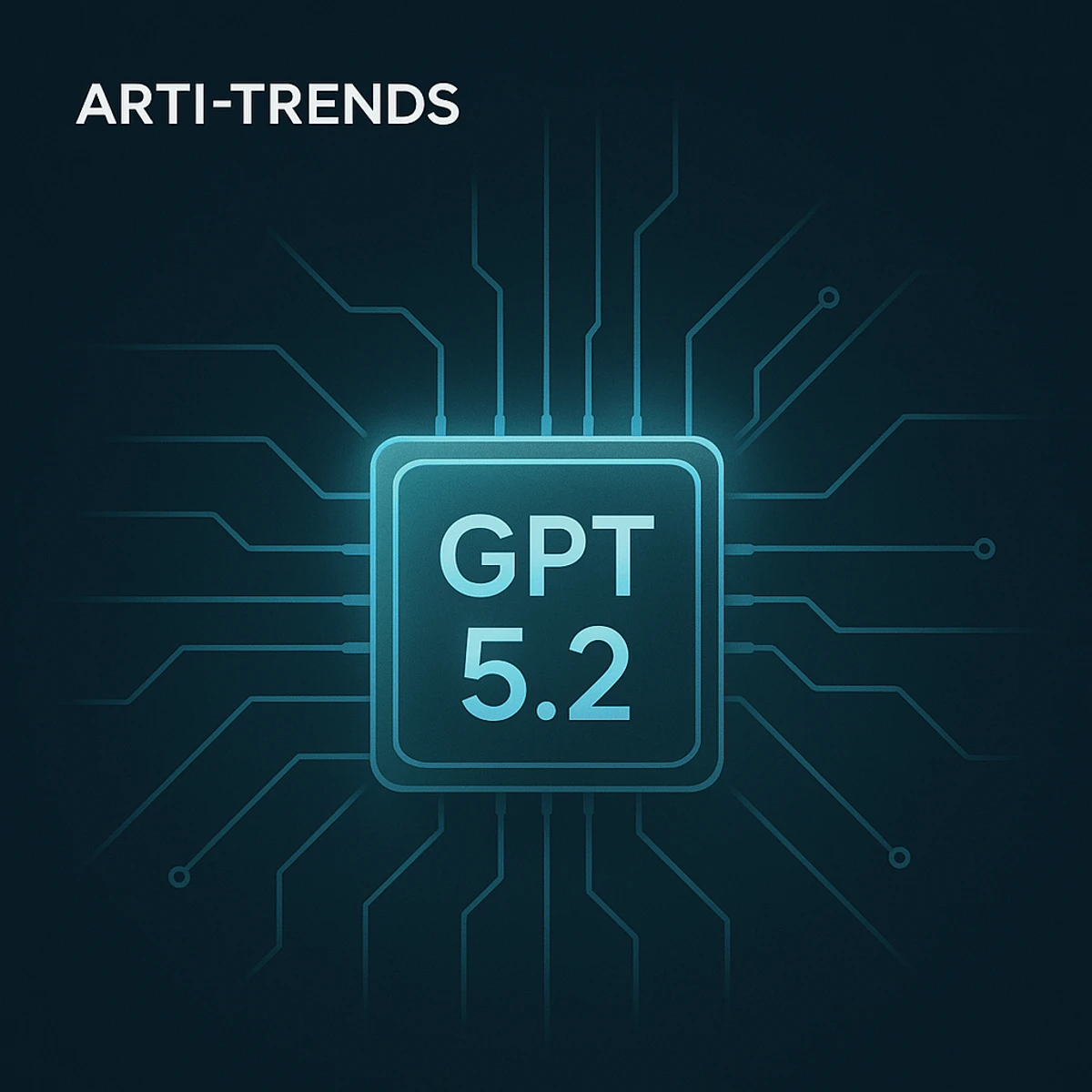 Abstract glowing AI chip representing OpenAI GPT-5.2 as a professional productivity engine