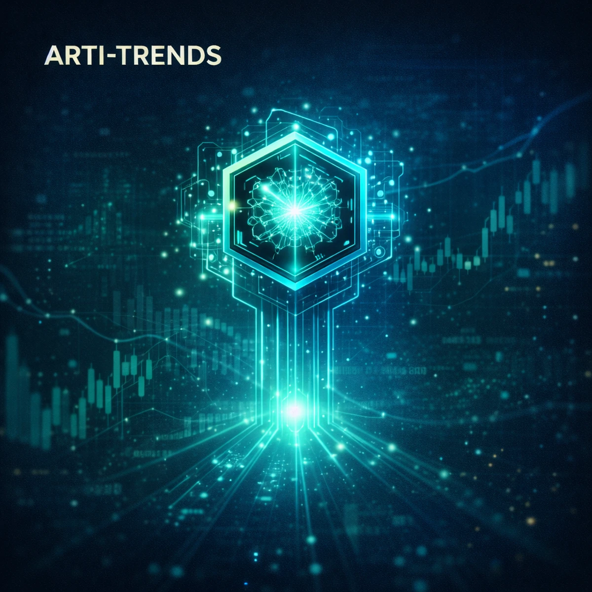 Abstract AI decision engine symbolizing AI-driven insights and prediction markets in retail fintech