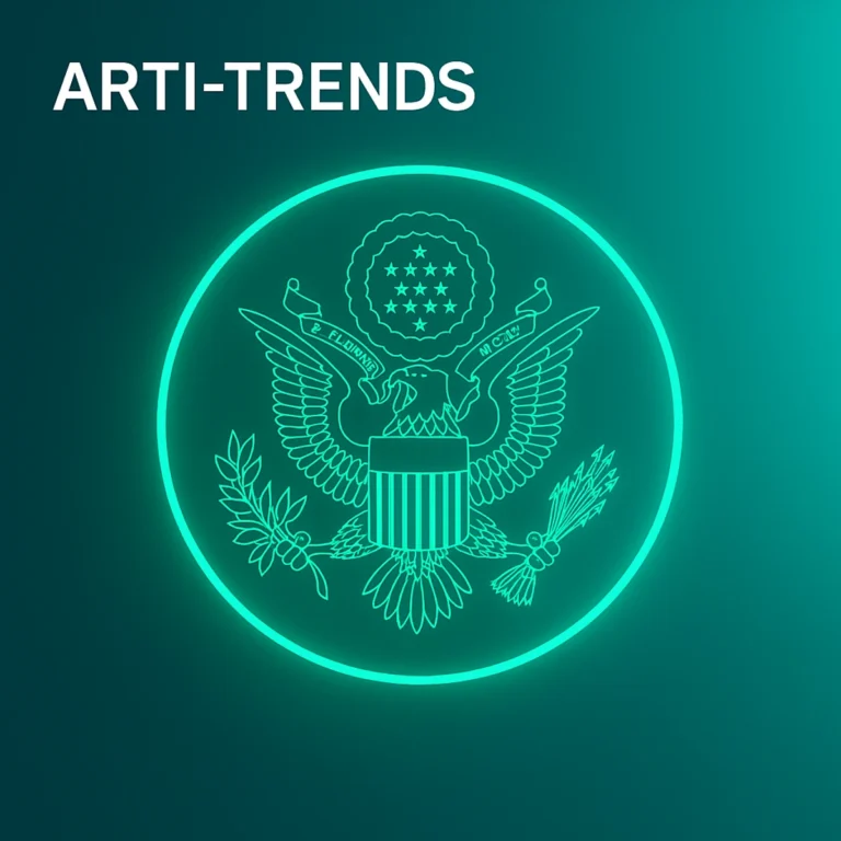 Glowing turquoise Great Seal of the United States representing AI safety regulation pressure from U.S. attorneys general