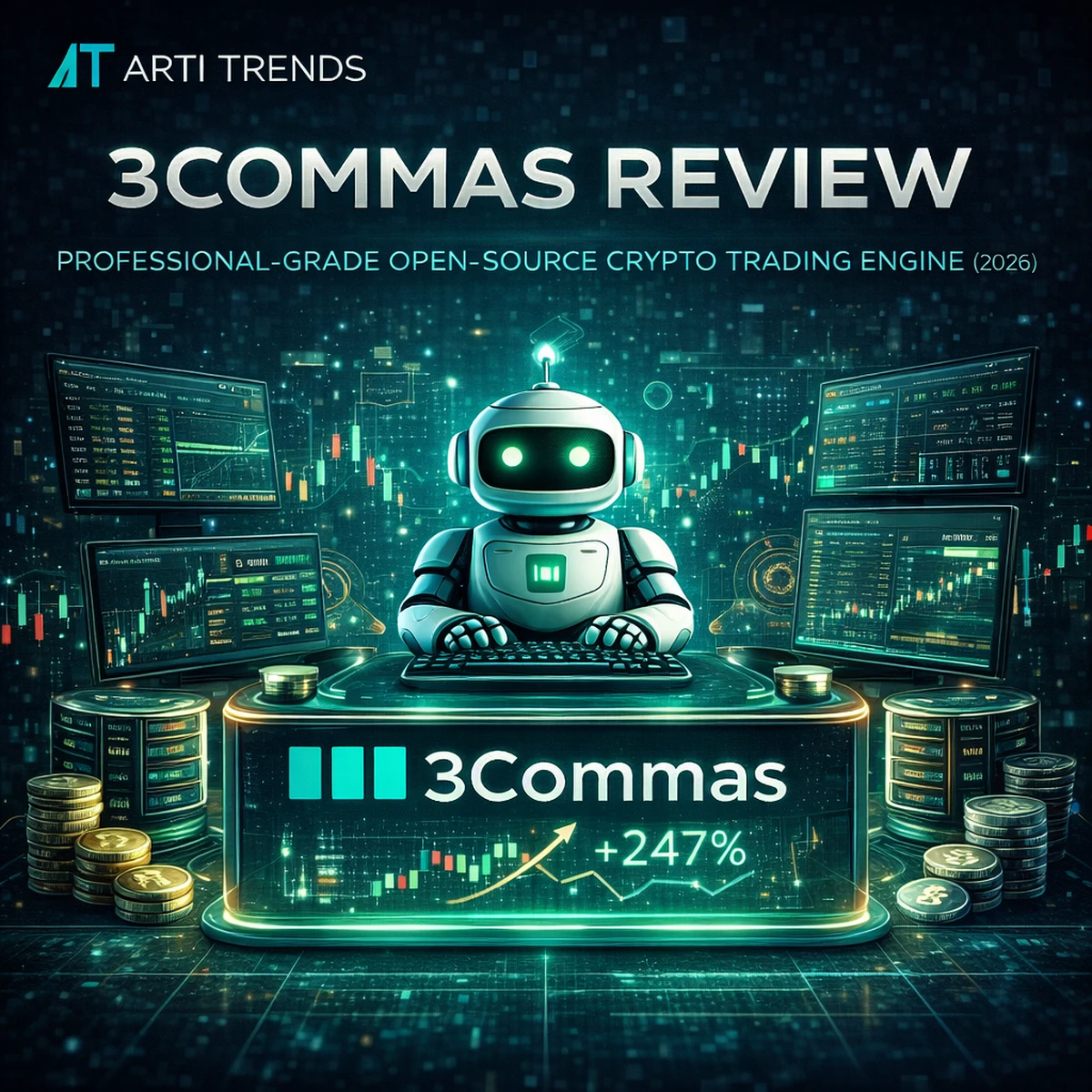 3Commas review in 2026 showing an AI-powered crypto trading platform focused on futures trading and automation