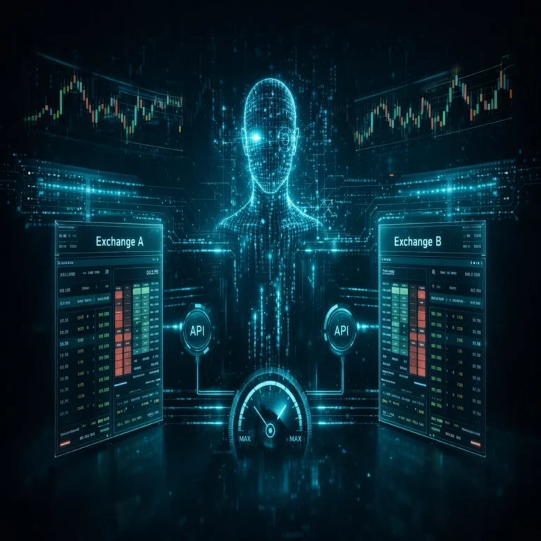 AI crypto trading bot executing trades across multiple exchanges via APIs