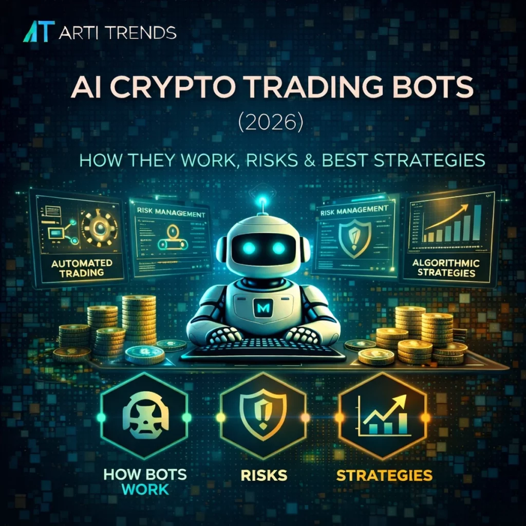 AI crypto trading bots in 2026 explaining how automated trading bots work, their risks and best trading strategies