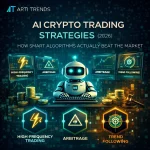 AI crypto trading strategies in 2026 showing algorithmic approaches such as arbitrage, trend following and high-frequency trading