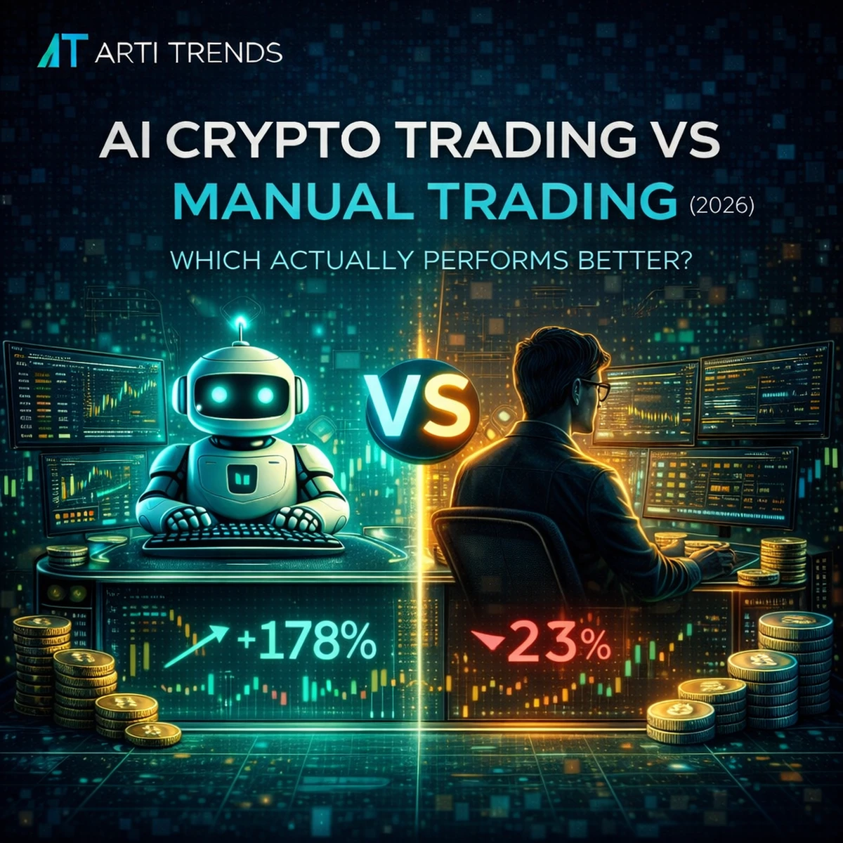 AI crypto trading versus manual trading in 2026 comparing automated trading bots with human traders