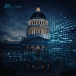 California State Capitol with AI data overlay symbolizing the xAI deepfake investigation and growing AI platform accountability