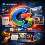 Conceptual visualization of Google’s Gemini 3 showing multimodal AI integration across text, image, and video in real-world products