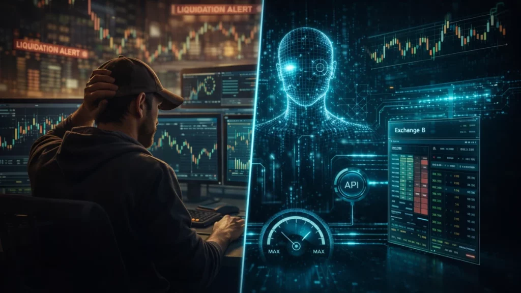 Manual crypto trading compared with AI-driven automated trading in short-term markets