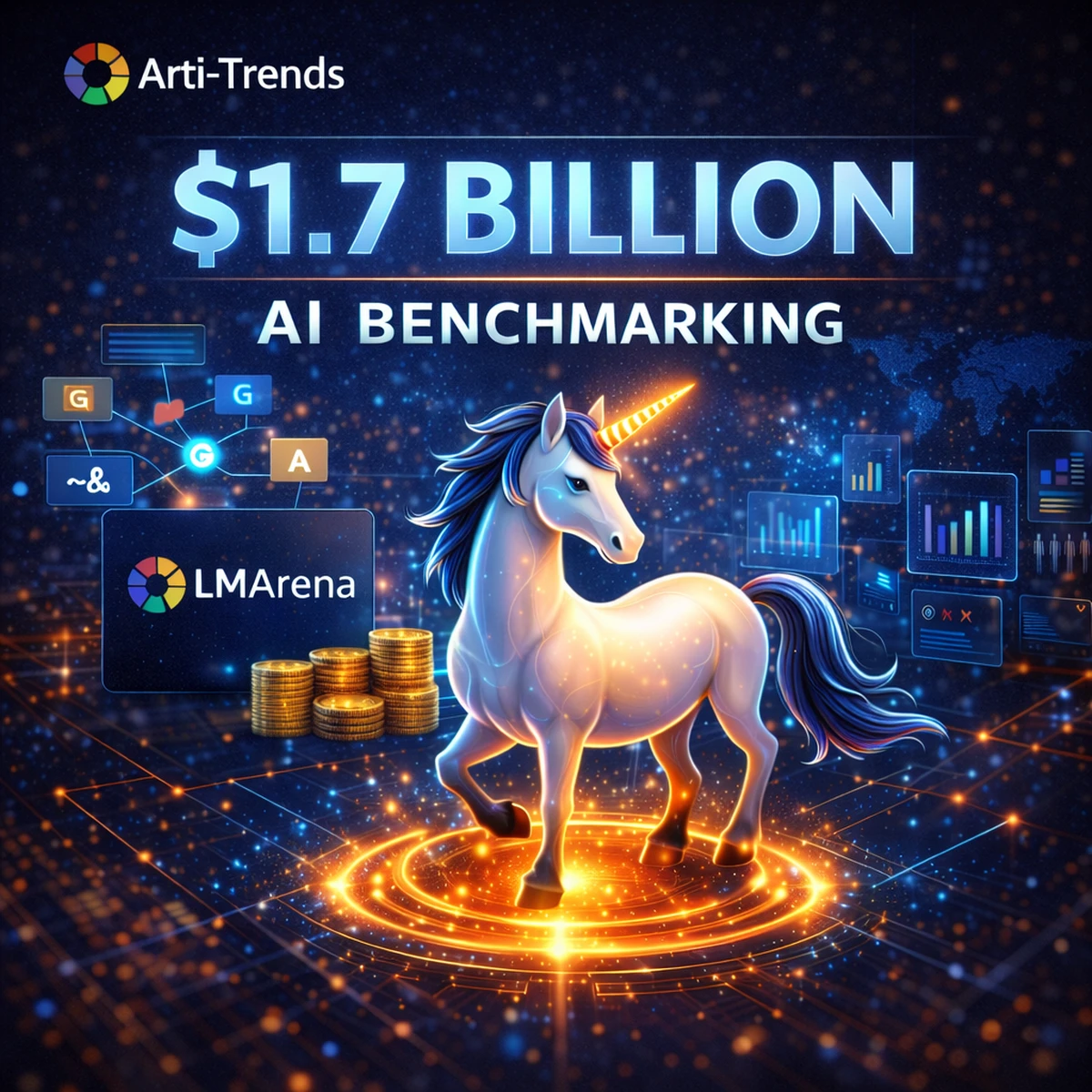 AI evaluation platform LMArena reaching unicorn valuation, symbolizing the rise of AI benchmarking as critical infrastructure