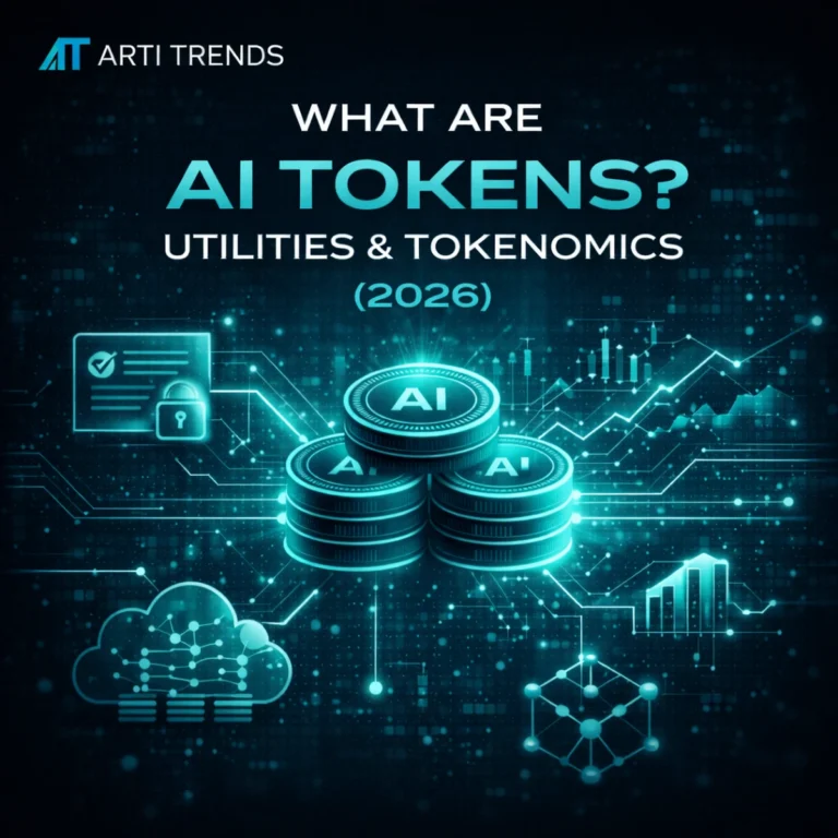 AI tokens explained in 2026, showing utilities, tokenomics structures and blockchain-based artificial intelligence ecosystems