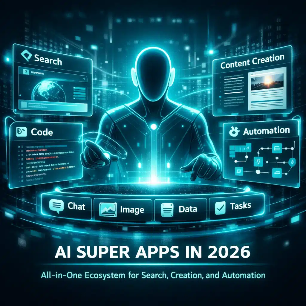 AI super apps ecosystem April 2026 all-in-one artificial intelligence platform interface