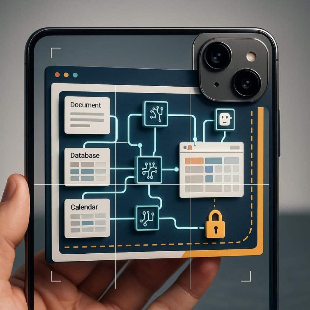 Workspace graph with AI agent nodes executing actions across documents