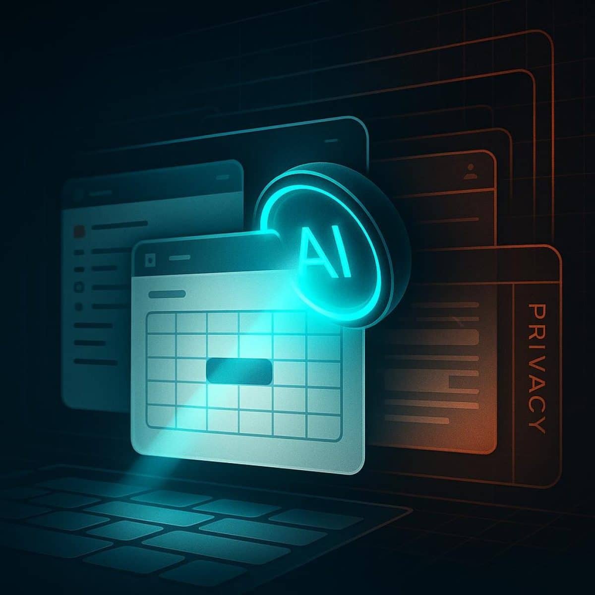 Stylized AI hub connecting calendar, email and messaging nodes to represent proactive assistant orchestration