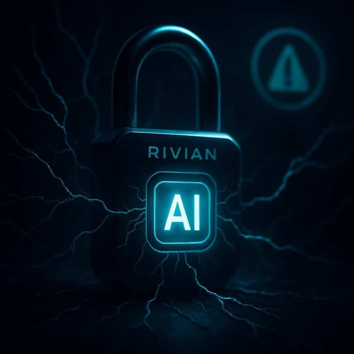 Dark vehicle interior centered on a glowing turquoise AI module