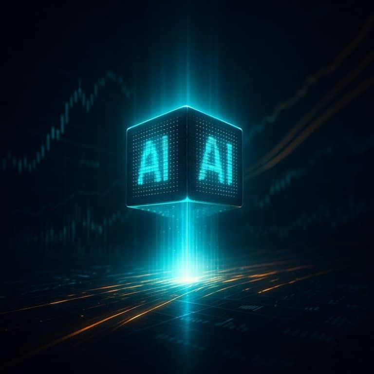 Abstract representation of a video-grounded world model on a dark tech grid with turquoise highlights