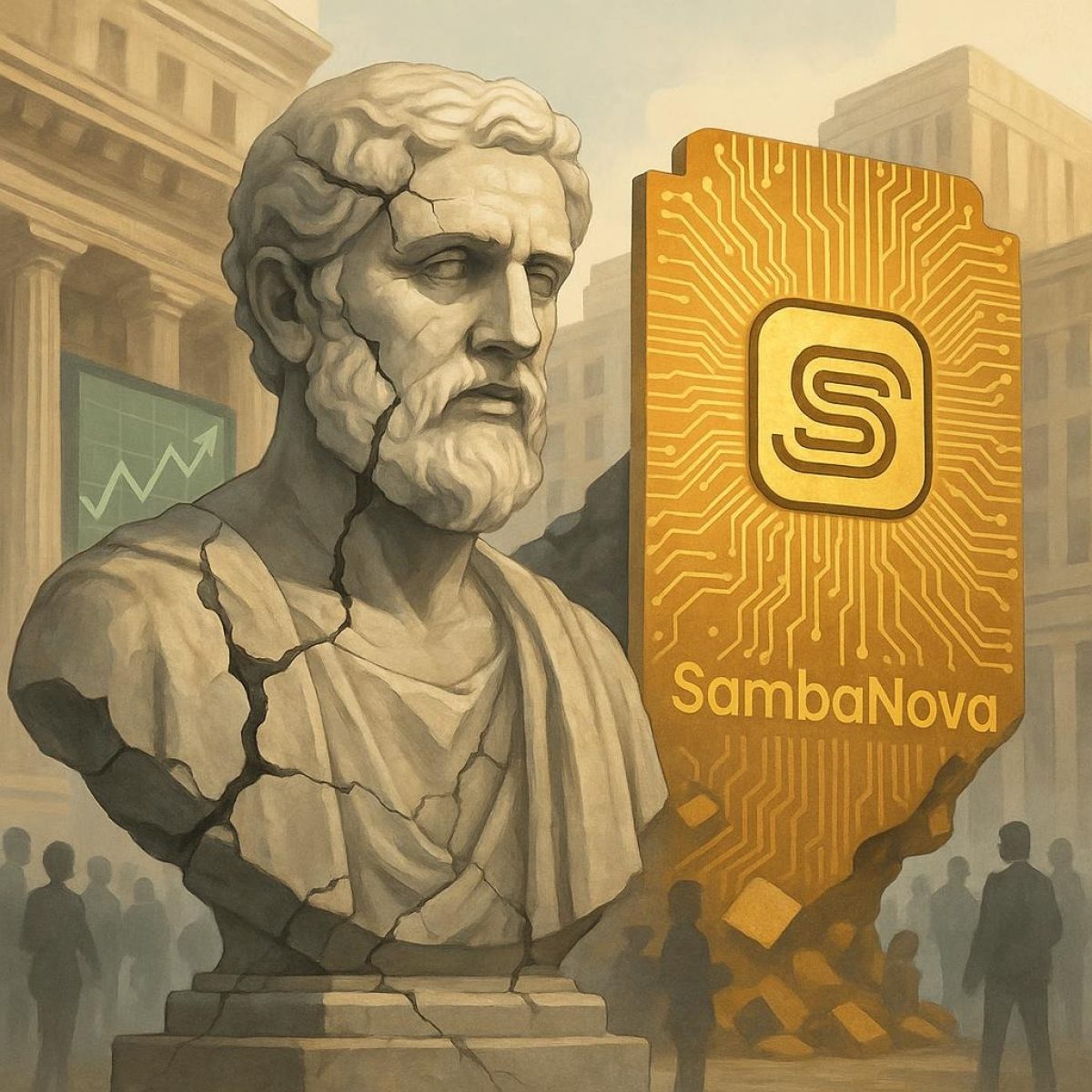 SambaNova Systems rack with circuit-brain visual metaphor