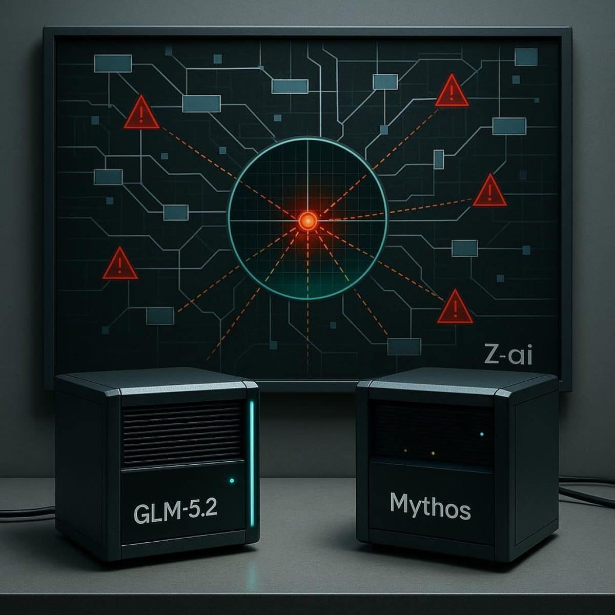 Editorial cover image for Zhipu AI (Z.ai) says GLM-5.2 matches Mythos on specific cybersecurity tasks