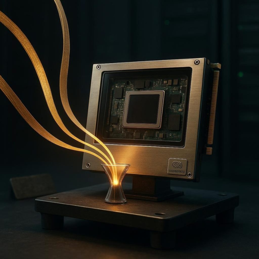 SambaNova Systems compute rack with stylized AI chip
