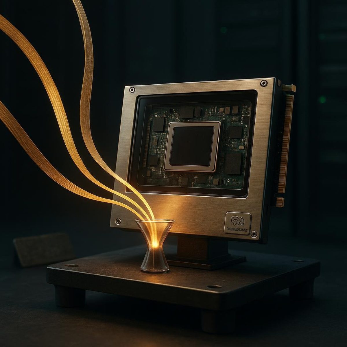 SambaNova Systems compute rack with stylized AI chip