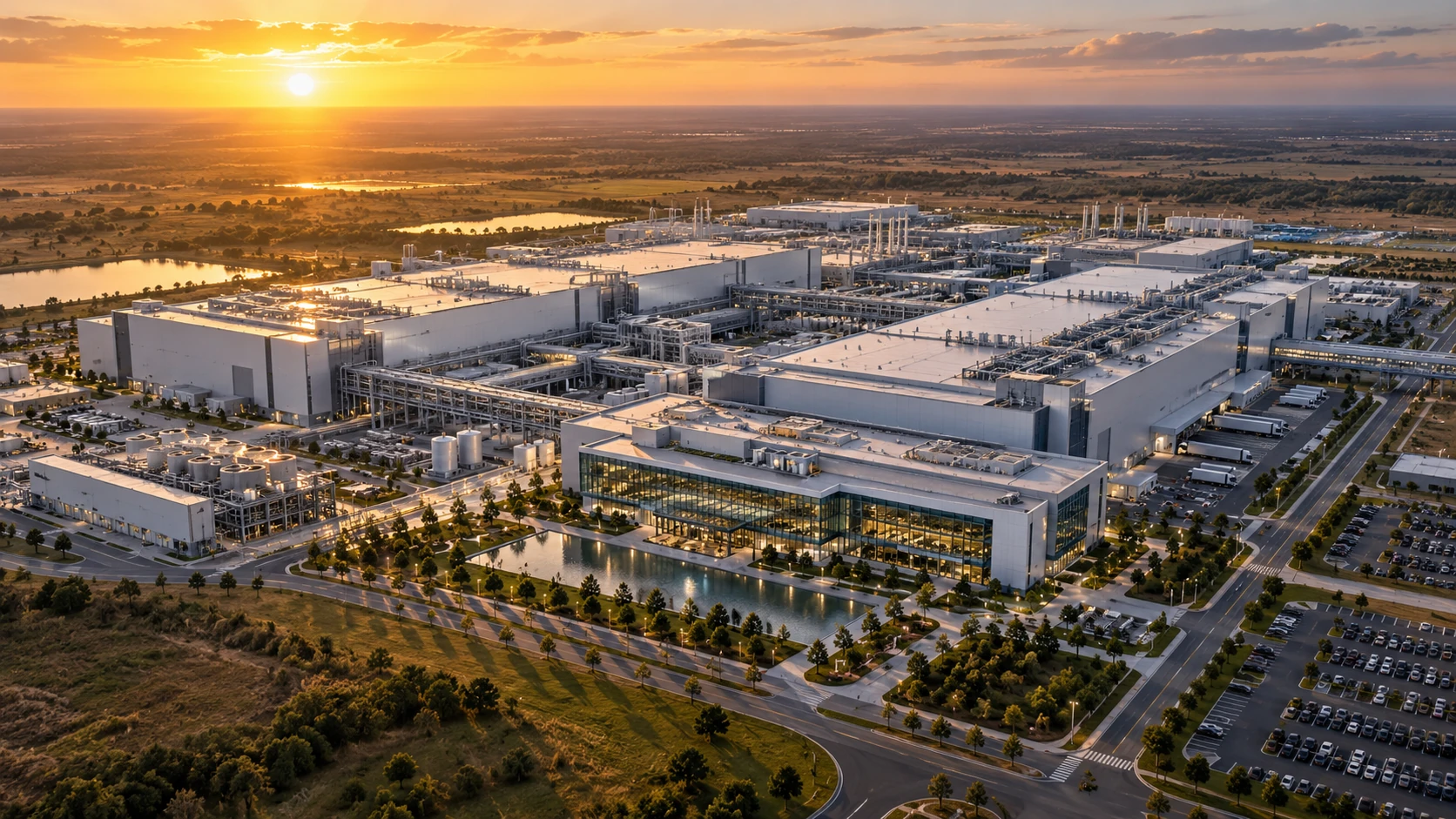 Concept image of the planned Terafab semiconductor factory in Texas for AI chip production